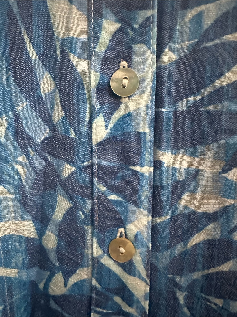 Ruby Rd. Blue Leaf-Print Button Front Shirt - Picture 5 of 6